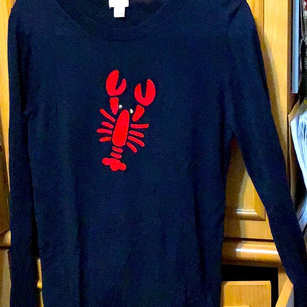 J. Crew M navy knit long sleeve top EUC